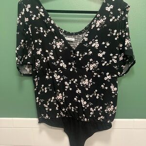 Abercrombie & Fitch Floral Bodysuit - Black and White